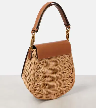 Saint Laurent Voltaire leather and wicker tote bag | Thumbnail 3