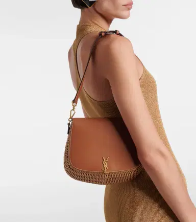Saint Laurent Voltaire leather and wicker tote bag | Thumbnail 4