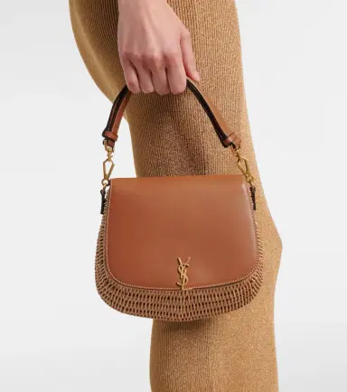 Saint Laurent Voltaire leather and wicker tote bag | Thumbnail 5