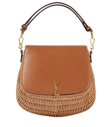 Saint Laurent Voltaire leather and wicker tote bag | Thumbnail 1