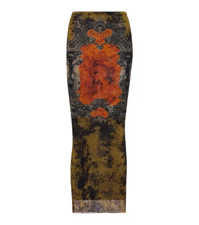 Jean Paul Gaultier Médaillon printed mesh midi skirt
