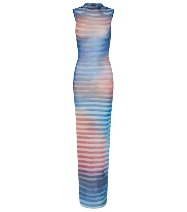 Jean Paul Gaultier Air striped tulle maxi dress