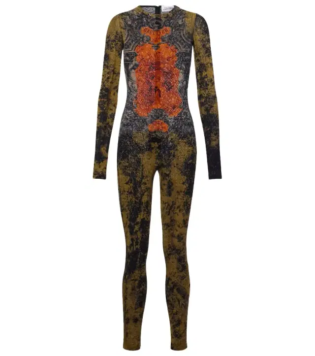 Jean Paul Gaultier Médallion printed mesh catsuit