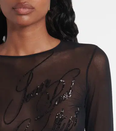 Jean Paul Gaultier Logo sequined tulle top | Thumbnail 3
