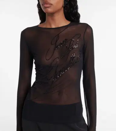 Jean Paul Gaultier Logo sequined tulle top | Thumbnail 4