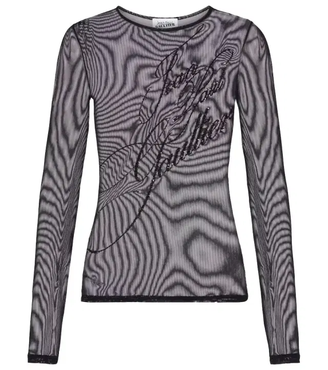 Jean Paul Gaultier Logo sequined tulle top