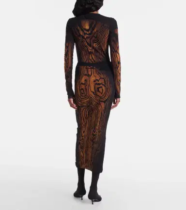 Jean Paul Gaultier Wood trompe l'ail tulle midi skirt | Thumbnail 3