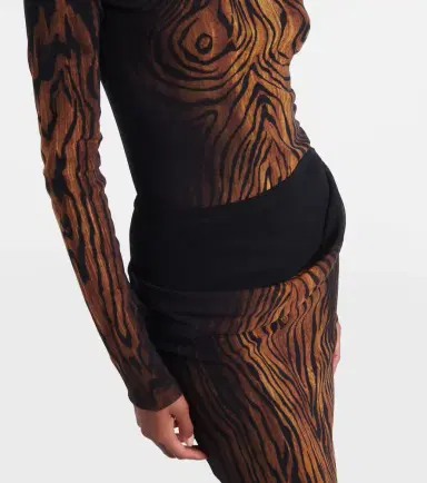 Jean Paul Gaultier Wood trompe l'ail tulle midi skirt | Thumbnail 4