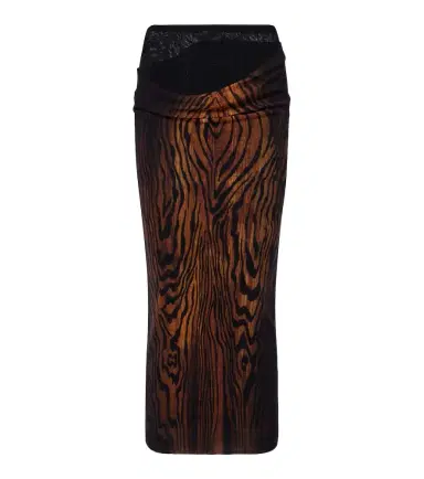 Jean Paul Gaultier Wood trompe l'ail tulle midi skirt | Thumbnail 1