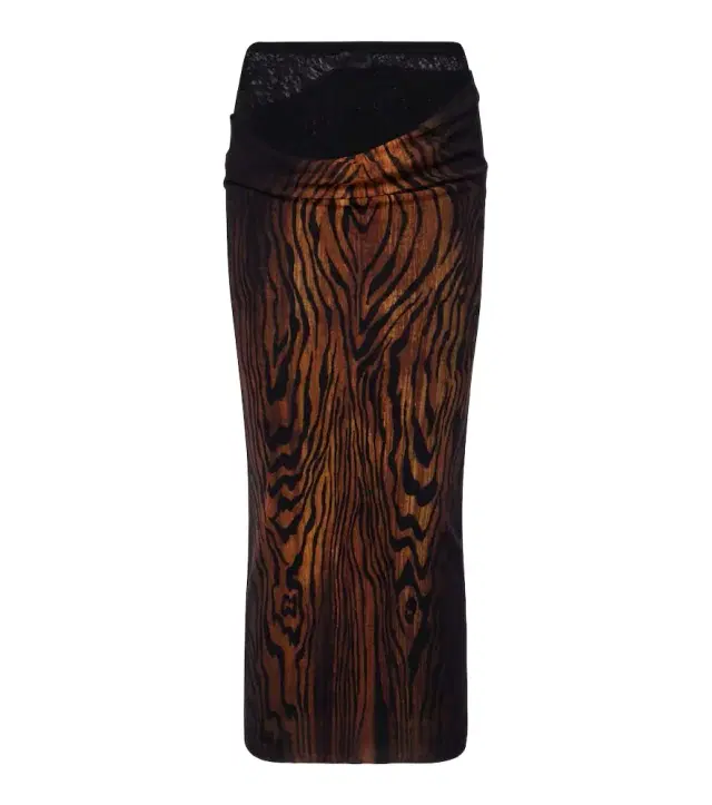 Jean Paul Gaultier Wood trompe l'ail tulle midi skirt