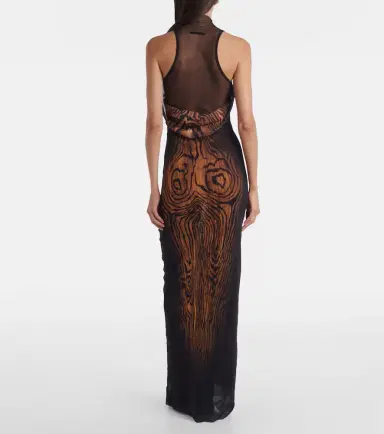 Jean Paul Gaultier Wood printed mesh maxi dress | Thumbnail 2