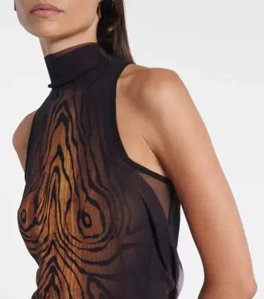 Jean Paul Gaultier Wood printed mesh maxi dress | Thumbnail 3