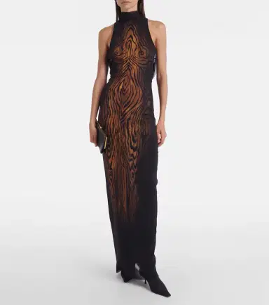 Jean Paul Gaultier Wood printed mesh maxi dress | Thumbnail 4