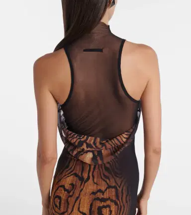 Jean Paul Gaultier Wood printed mesh maxi dress | Thumbnail 5
