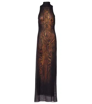 Jean Paul Gaultier Wood printed mesh maxi dress | Thumbnail 1