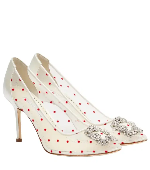 Manolo Blahnik Hangisi 90 polka-dot embellished pumps