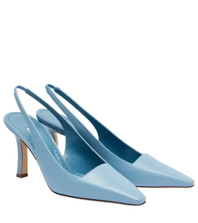 Manolo Blahnik Moirasli leather slingback pumps