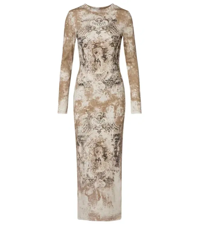 Jean Paul Gaultier Médaillon cotton-blend jersey midi dress