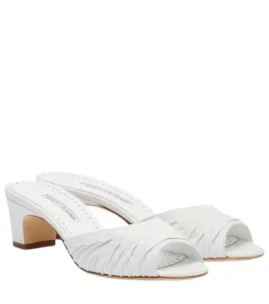 Manolo Blahnik Piruabar 50 ruched leather mules | Thumbnail 1