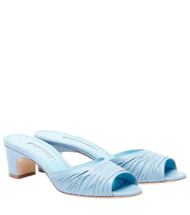 Manolo Blahnik Piruabar gathered leather mules | Thumbnail 1