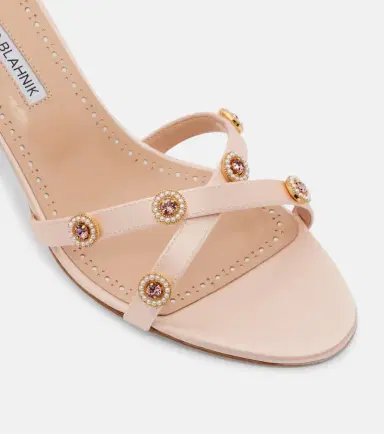 Manolo Blahnik Pyrenea embellished satin mules | Thumbnail 2