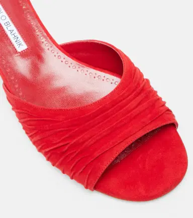 Manolo Blahnik Piruaflat gathered suede slides | Thumbnail 2