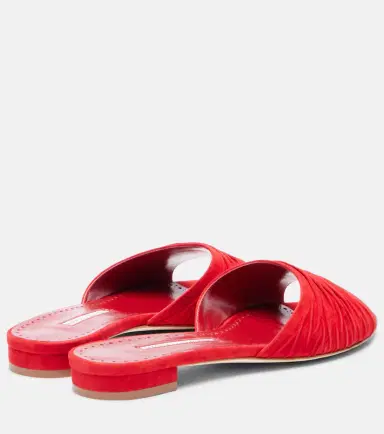 Manolo Blahnik Piruaflat gathered suede slides | Thumbnail 3