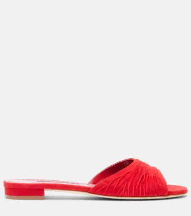 Manolo Blahnik Piruaflat gathered suede slides | Thumbnail 4