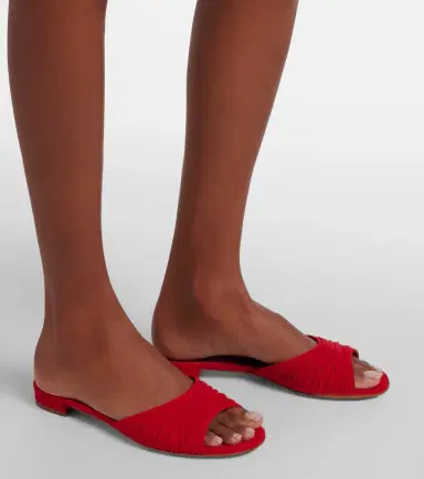 Manolo Blahnik Piruaflat gathered suede slides | Thumbnail 6