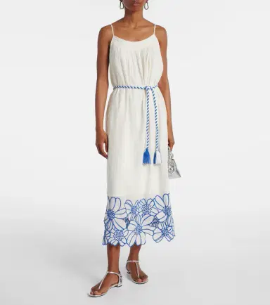 Velvet Juliette embroidered cotton midi dress | Thumbnail 6