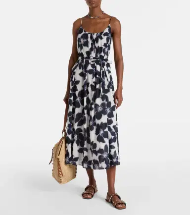 Velvet Floral cotton voile midi dress | Thumbnail 5