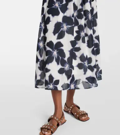 Velvet Floral cotton voile midi dress | Thumbnail 6