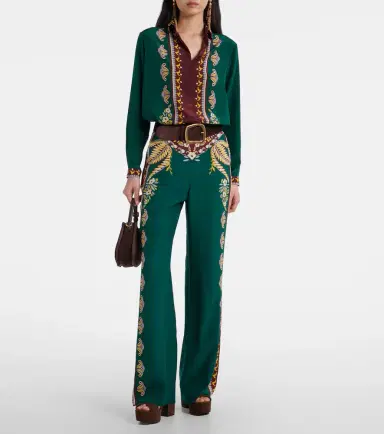 Etro Printed silk wide-leg pants | Thumbnail 4