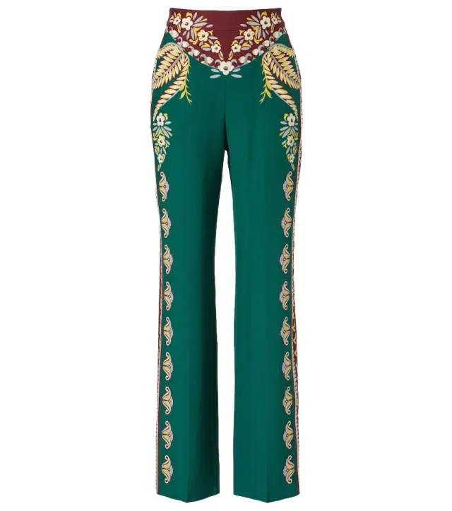 Etro Printed silk wide-leg pants