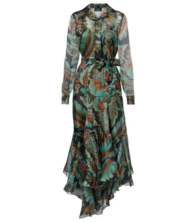 Etro Paisley fringed silk gown