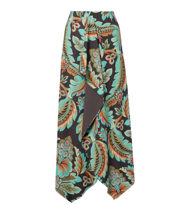 Etro Floral asymmetric wrap skirt