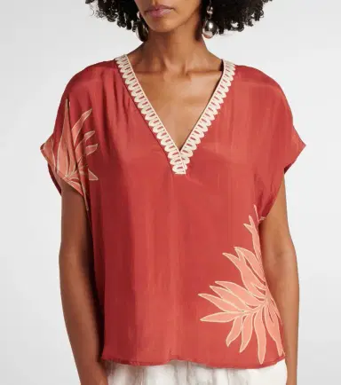 Velvet Naomi embroidered printed top | Thumbnail 4