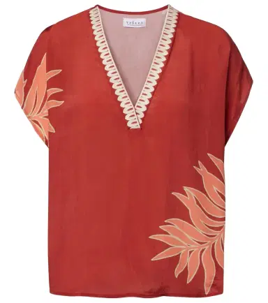 Velvet Naomi embroidered printed top | Thumbnail 1