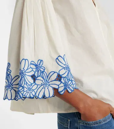 Velvet Blake embroidered cotton blouse | Thumbnail 3