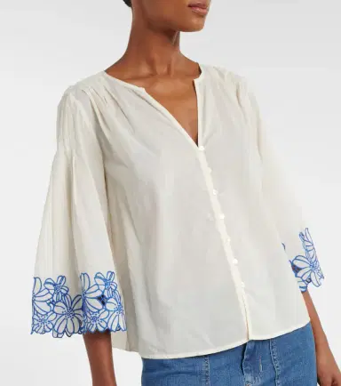 Velvet Blake embroidered cotton blouse | Thumbnail 4