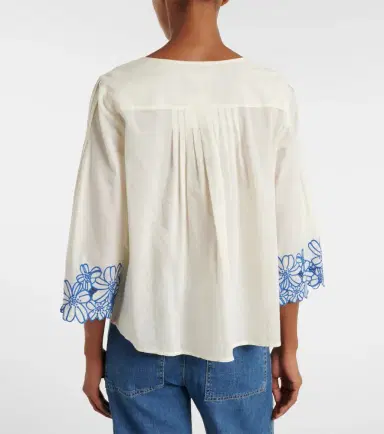 Velvet Blake embroidered cotton blouse | Thumbnail 6