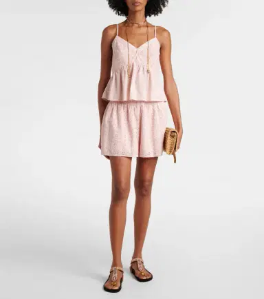 Velvet Iris embroidered cotton poplin shorts | Thumbnail 2