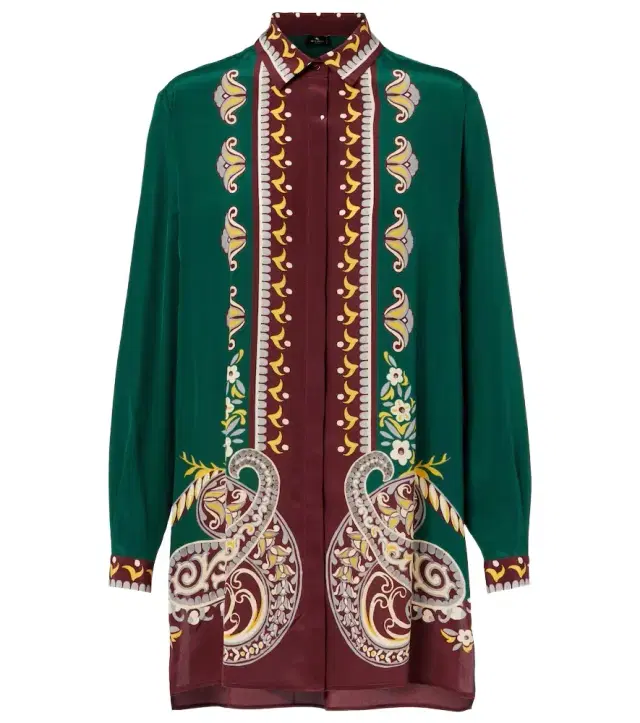 Etro Printed oversized silk shirt
