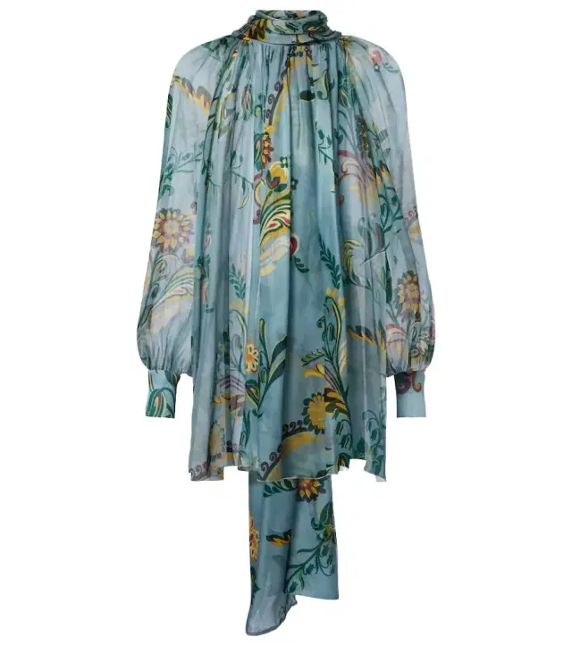 Etro Printed ruched silk top