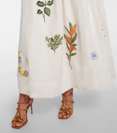 Agua by Agua Bendita Tangelo embroidered linen maxi skirt | Thumbnail 3