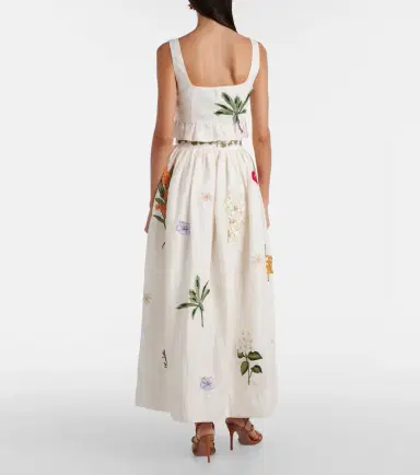 Agua by Agua Bendita Tangelo embroidered linen maxi skirt | Thumbnail 4