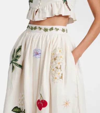 Agua by Agua Bendita Tangelo embroidered linen maxi skirt | Thumbnail 5