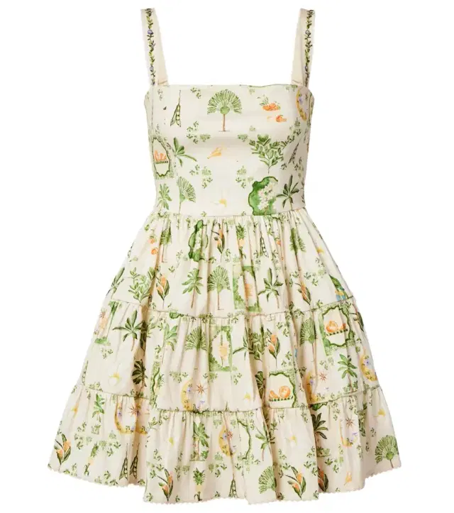 Agua by Agua Bendita Lima floral cotton-blend minidress