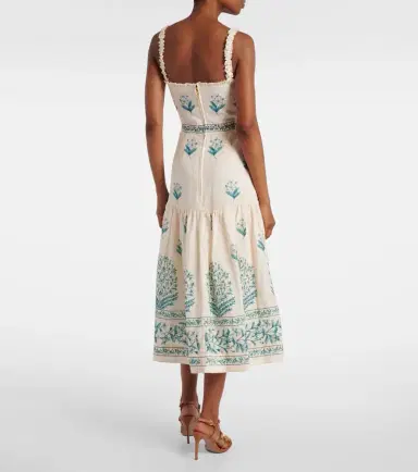 Agua by Agua Bendita Nispero Ceiba floral linen midi dress | Thumbnail 2