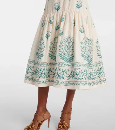 Agua by Agua Bendita Nispero Ceiba floral linen midi dress | Thumbnail 3